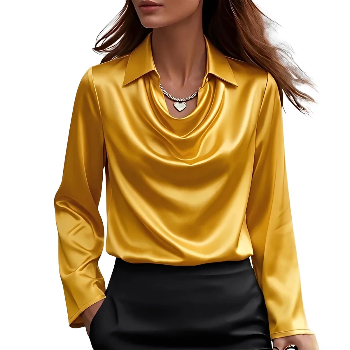 Blusa de mujer de manga larga y corte clásico