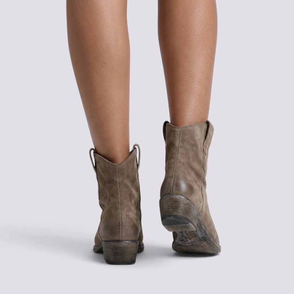 Botines de ante para mujer con tacón cuadrado bloque