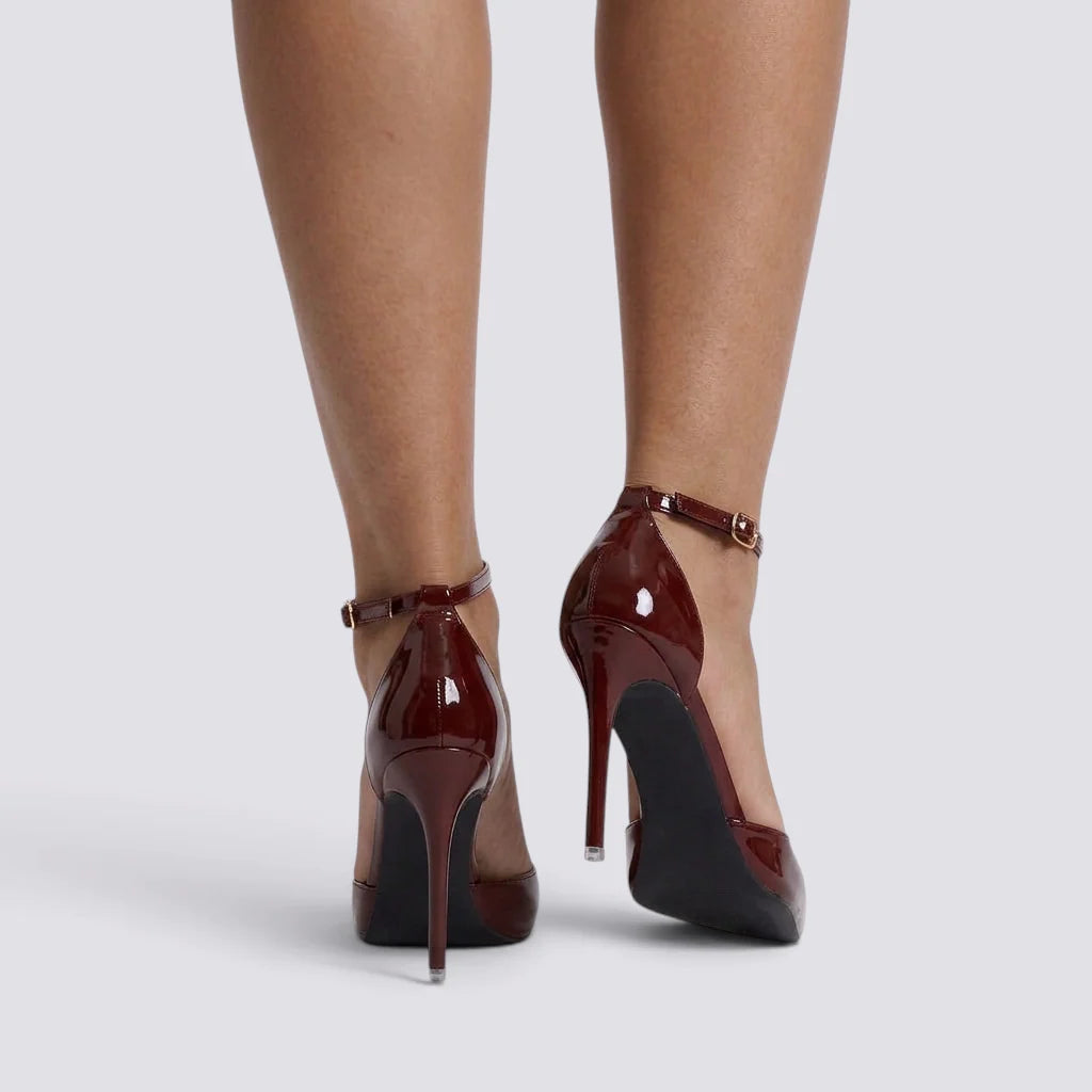 Sandalias de tacón de aguja para mujer con correa ajustable en el tobillo