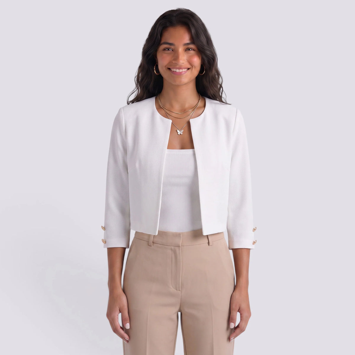 Chaqueta corta bomber para mujer con aberturas laterales