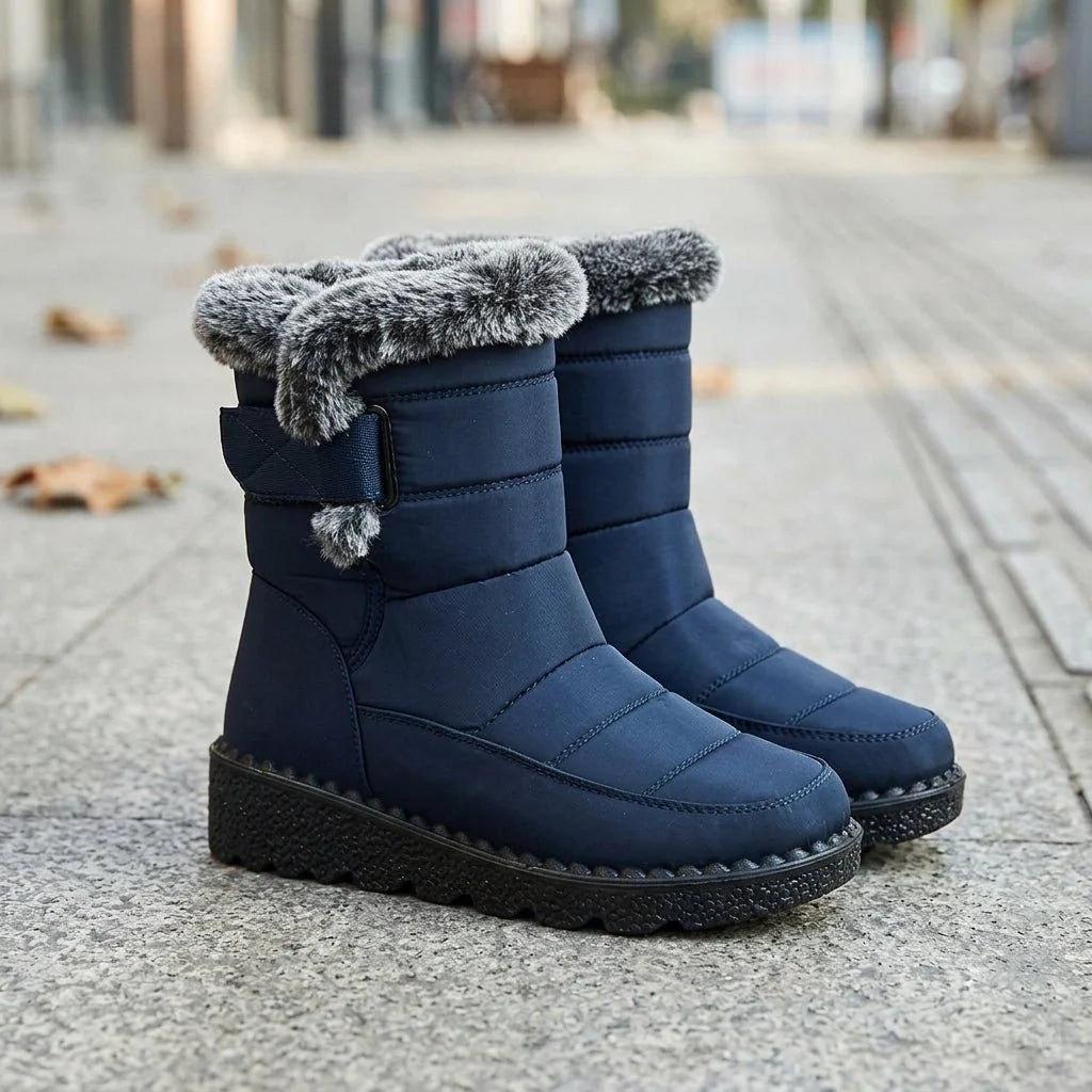 Botas de nieve para mujer con forro de piel sintética
