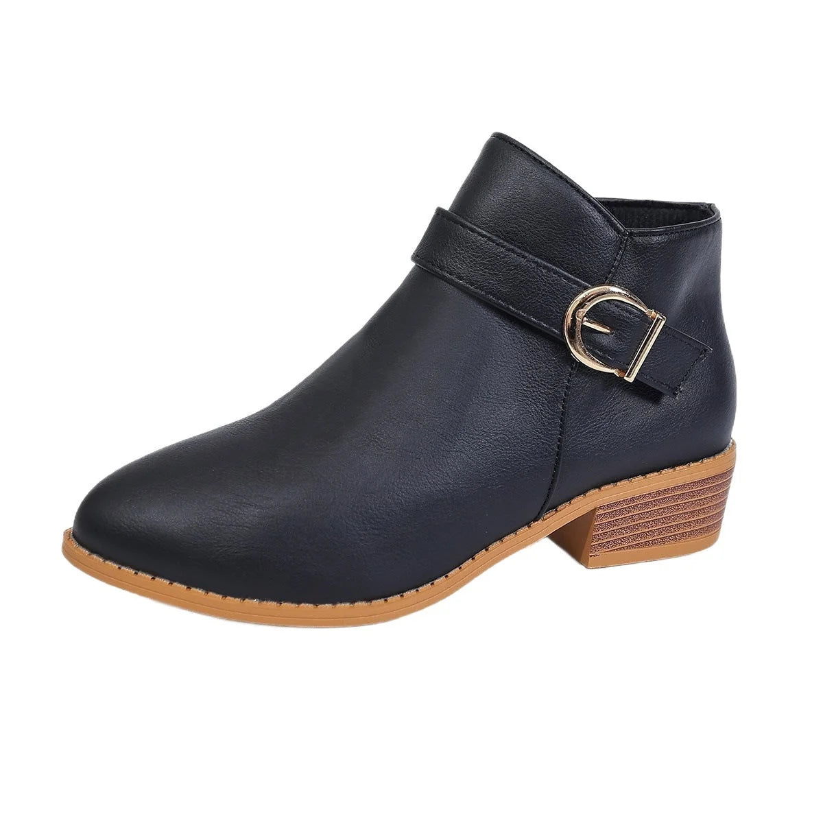 Botines de piel sintética para mujer con cremallera lateral