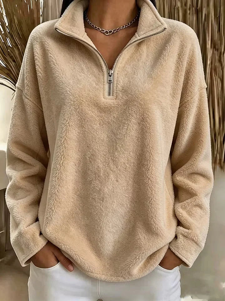 Sudadera de forro polar para mujer con media cremallera