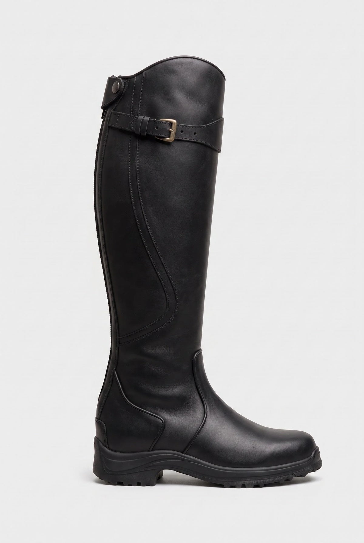 Botas de montar para mujer hasta la rodilla con hebilla y cremallera