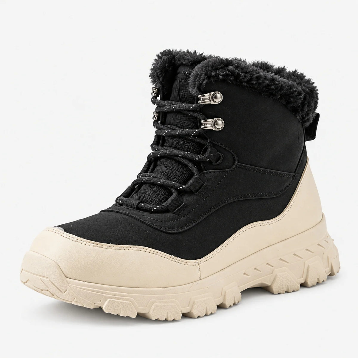 Botas de invierno impermeables para mujer con cuello de piel sintética