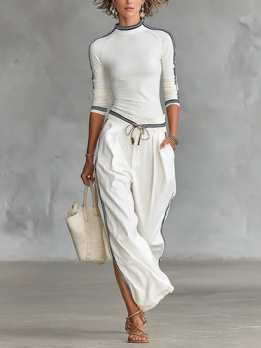 Conjunto deportivo de mujer con pantalón ancho y cordón