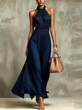 Vestido halter para mujer con cintura fruncida