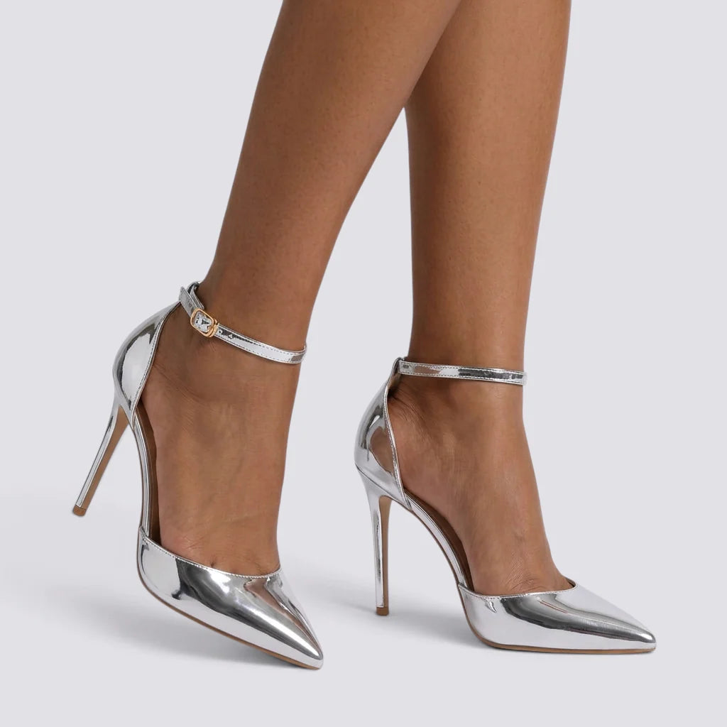 Sandalias de tacón de aguja para mujer con correa ajustable en el tobillo