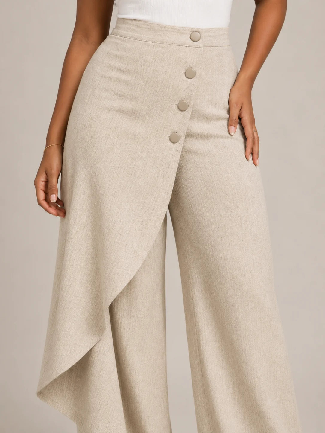 Pantalones Palazzo de mujer con panel envolvente asimétrico