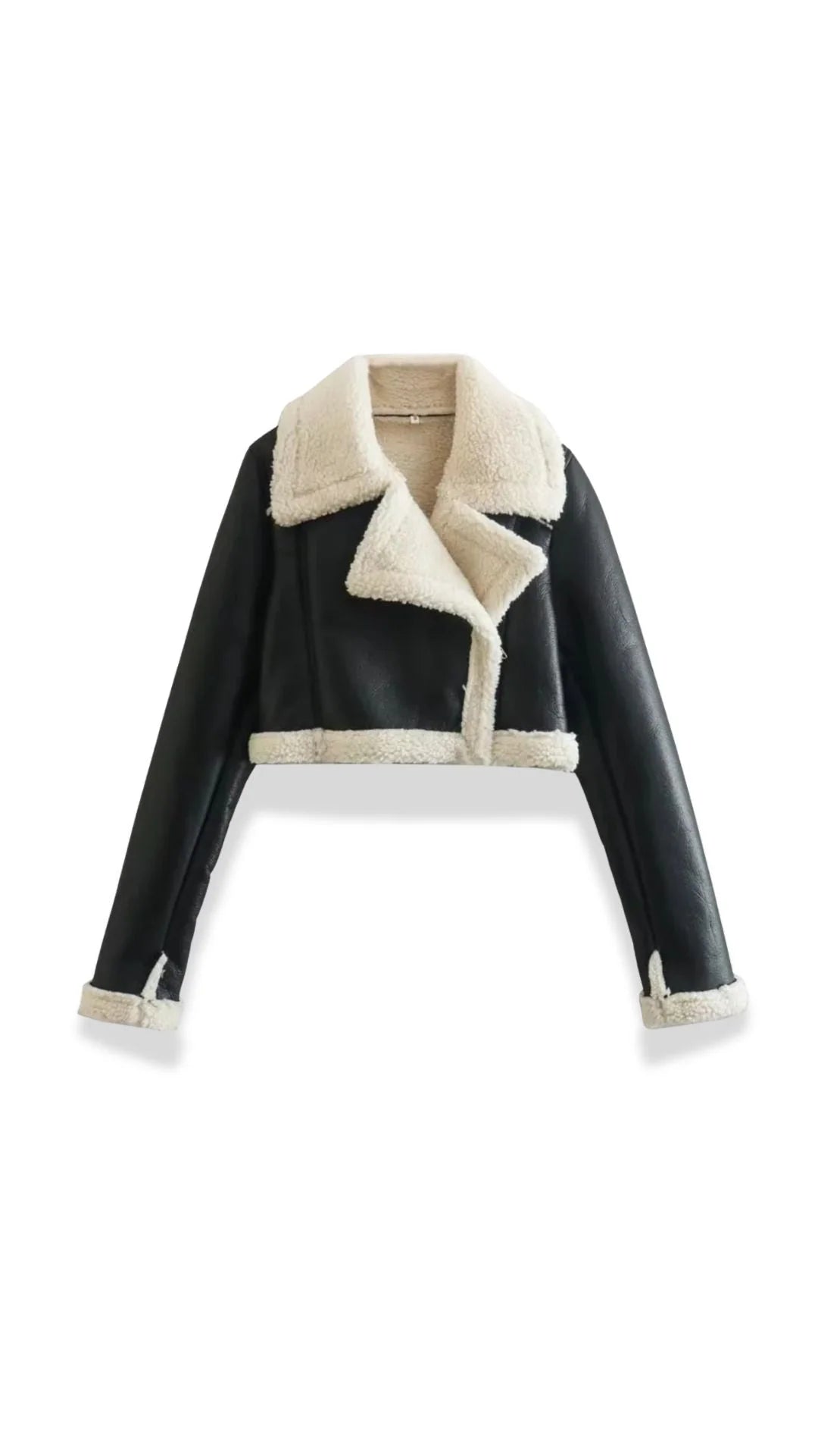Chaqueta de mujer efecto piel con detalles de borreguito