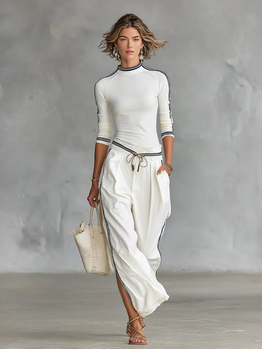 Conjunto deportivo de mujer con pantalón ancho y cordón