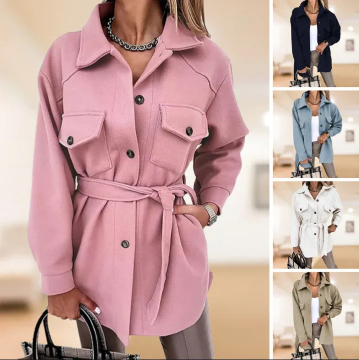 Chaqueta camisa de mujer con cinturón extraíble