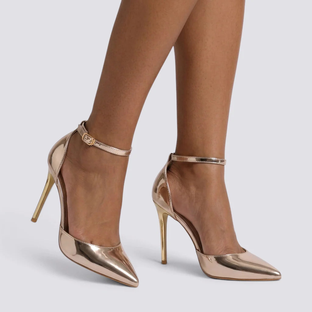 Sandalias de tacón de aguja para mujer con correa ajustable en el tobillo