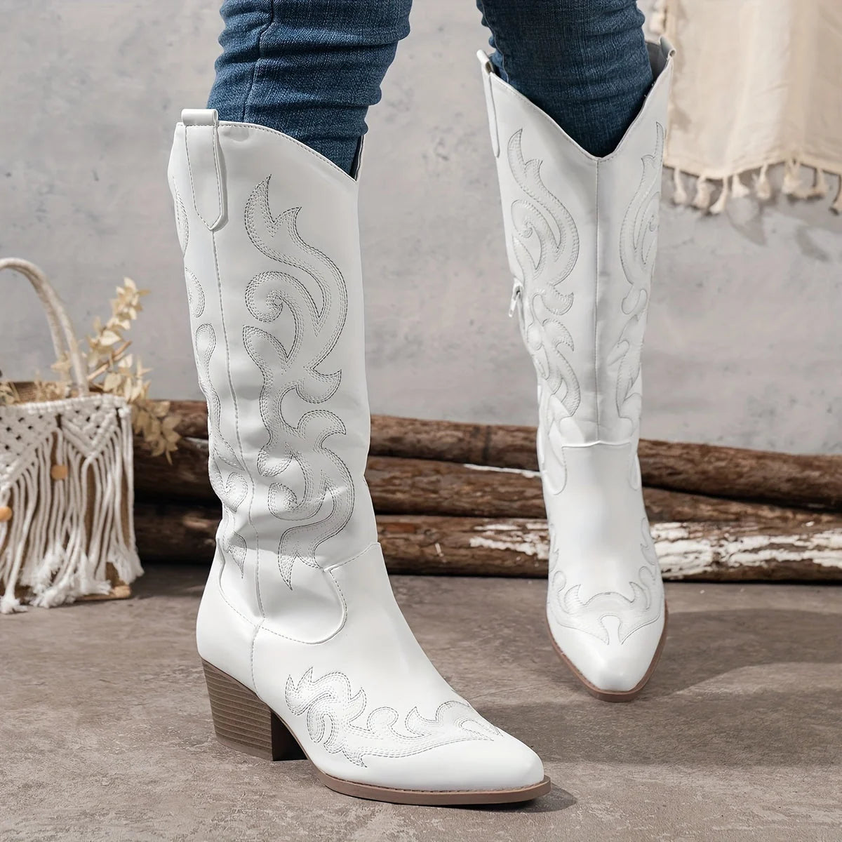 Botas Vaqueras de Mujer hasta la Rodilla con Caño Ancho