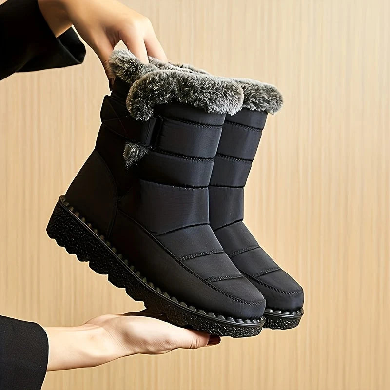 Botas de nieve impermeables para mujer con forro de Sherpa