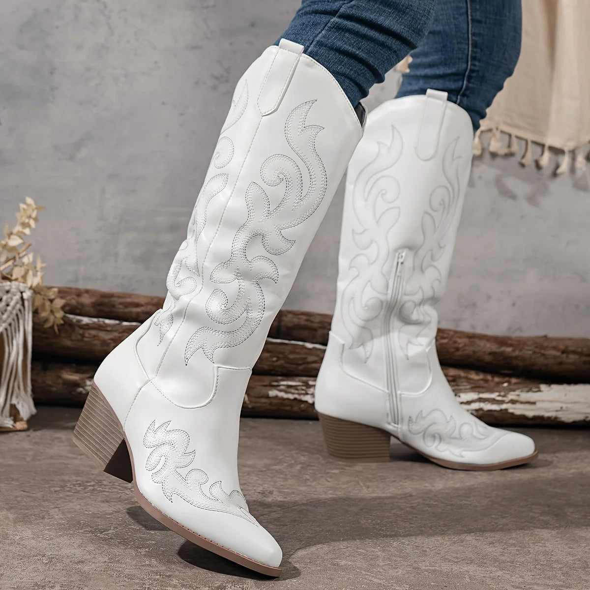 Botas Vaqueras de Mujer hasta la Rodilla con Caño Ancho