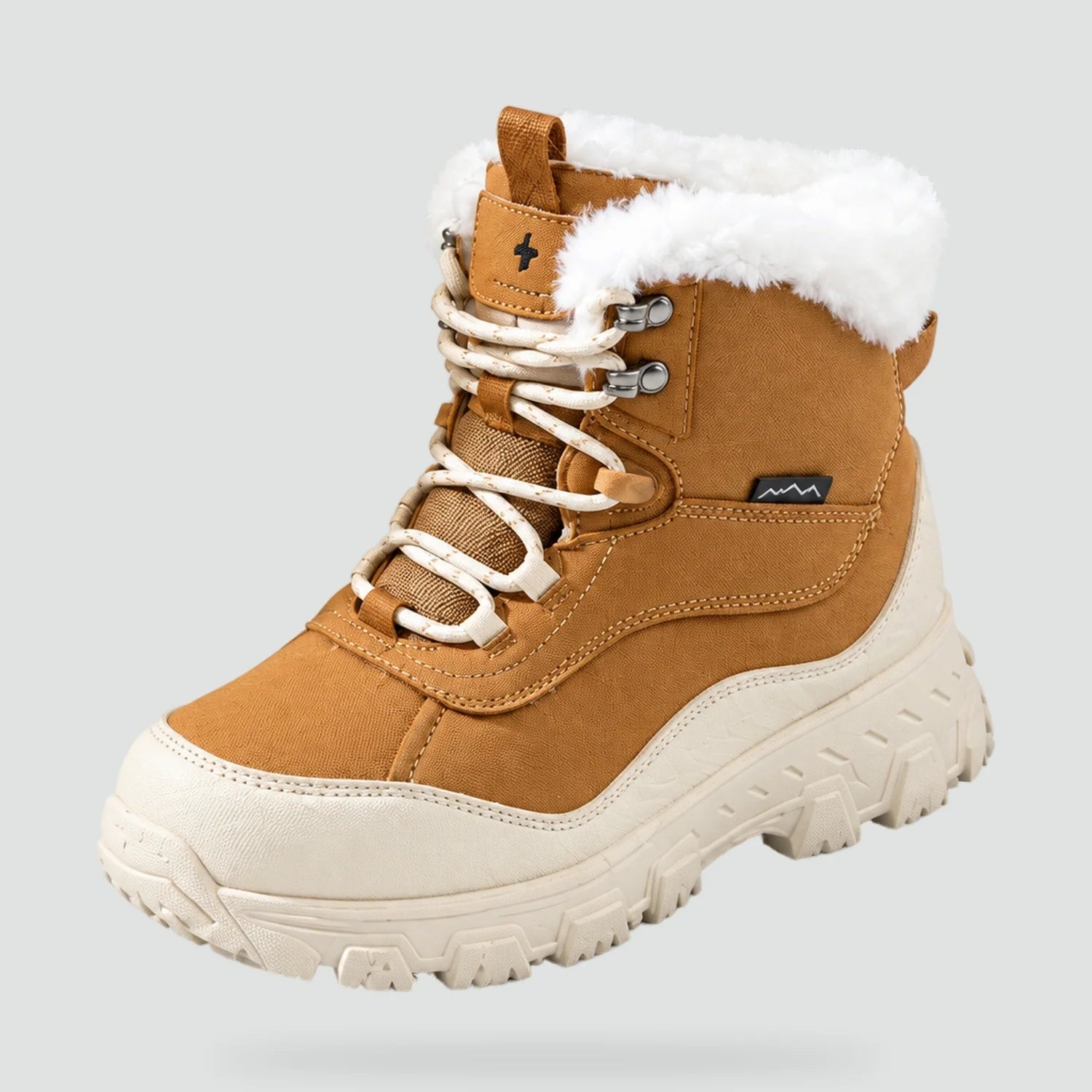 Botas de invierno impermeables para mujer con cuello de piel sintética