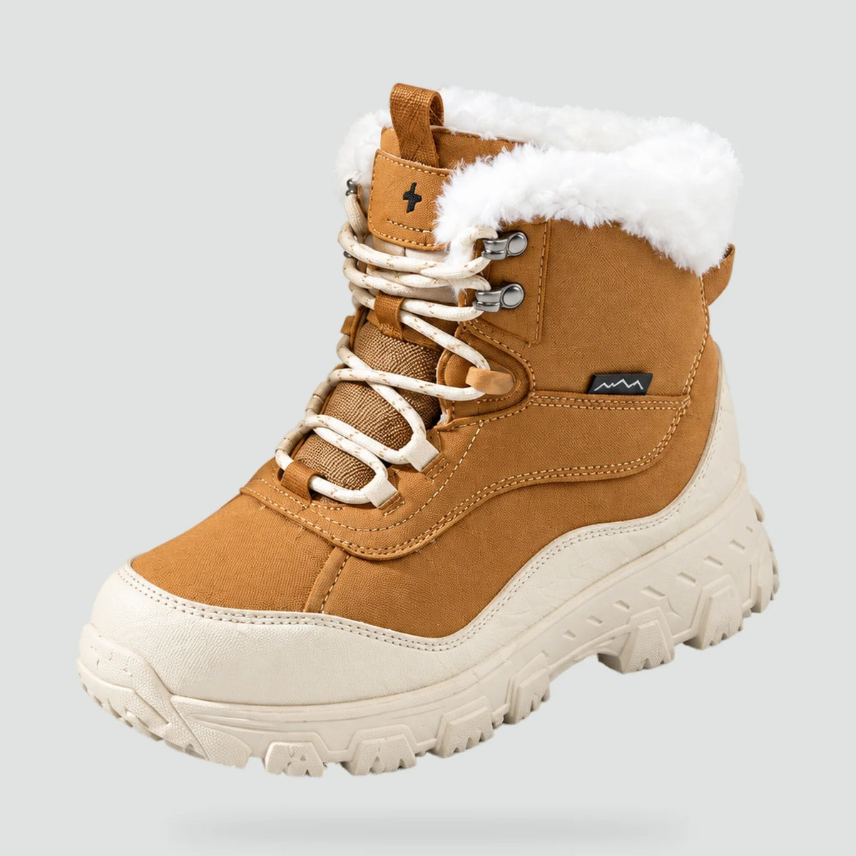 Botas de invierno impermeables para mujer con cuello de piel sintética