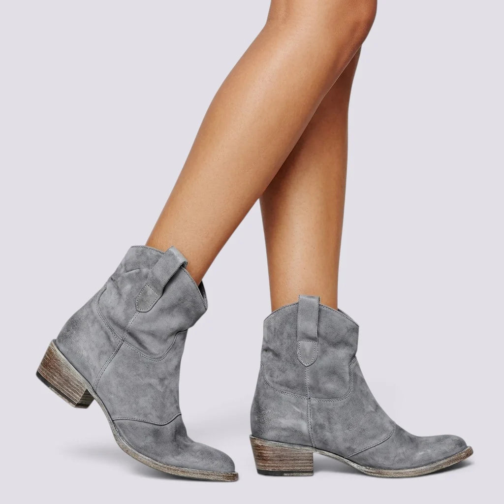 Botines de ante para mujer con tacón cuadrado bloque