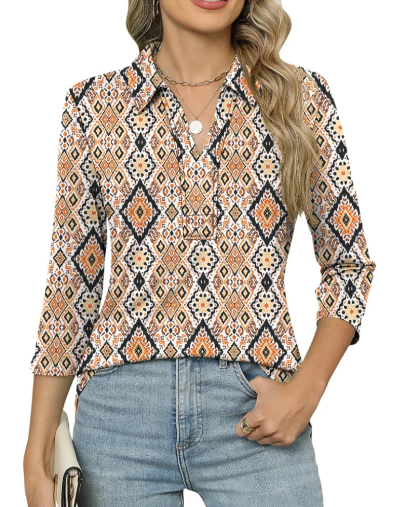 Polo para mujer con escote en V y cuello de polo