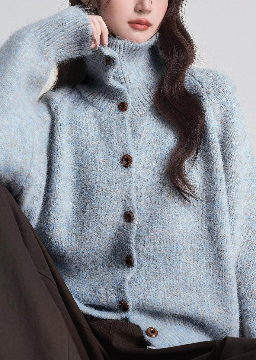 Cardigan de punto de algodón para mujer con cuello Peter Pan