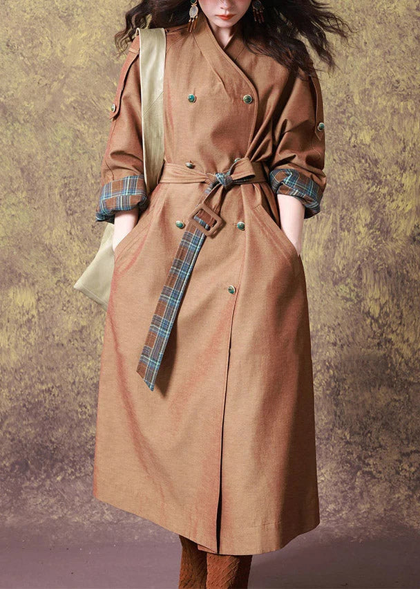 Abrigo trench para mujer con escote en V y cinturón para atar