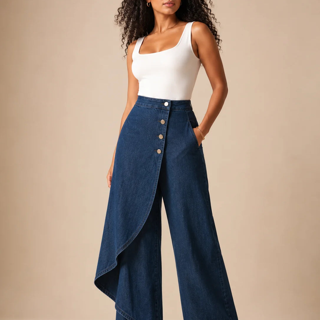 Pantalones Palazzo de mujer con panel envolvente asimétrico