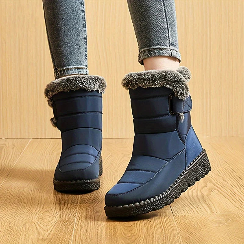 Botas de nieve impermeables para mujer con forro de Sherpa