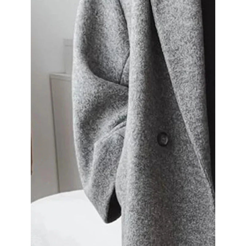 Abrigo de lana oversize para mujer con doble botonadura