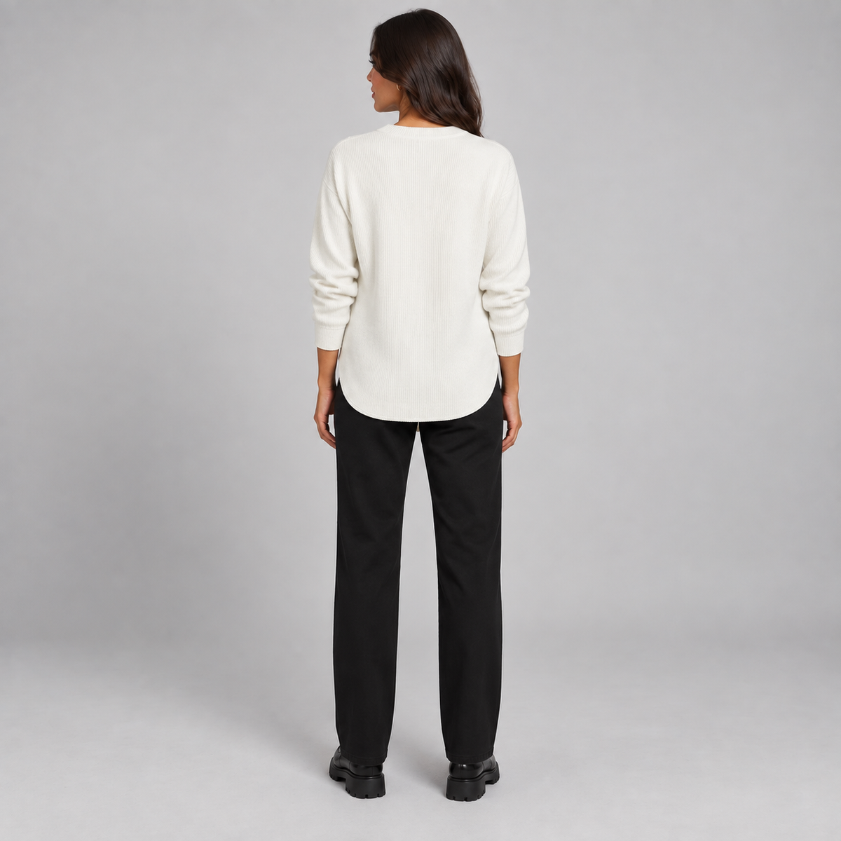 Suéter de punto Henley largo para mujer | Ajuste relajado | Detalles de botones laterales, tapeta de botones flexible | Casual elegante