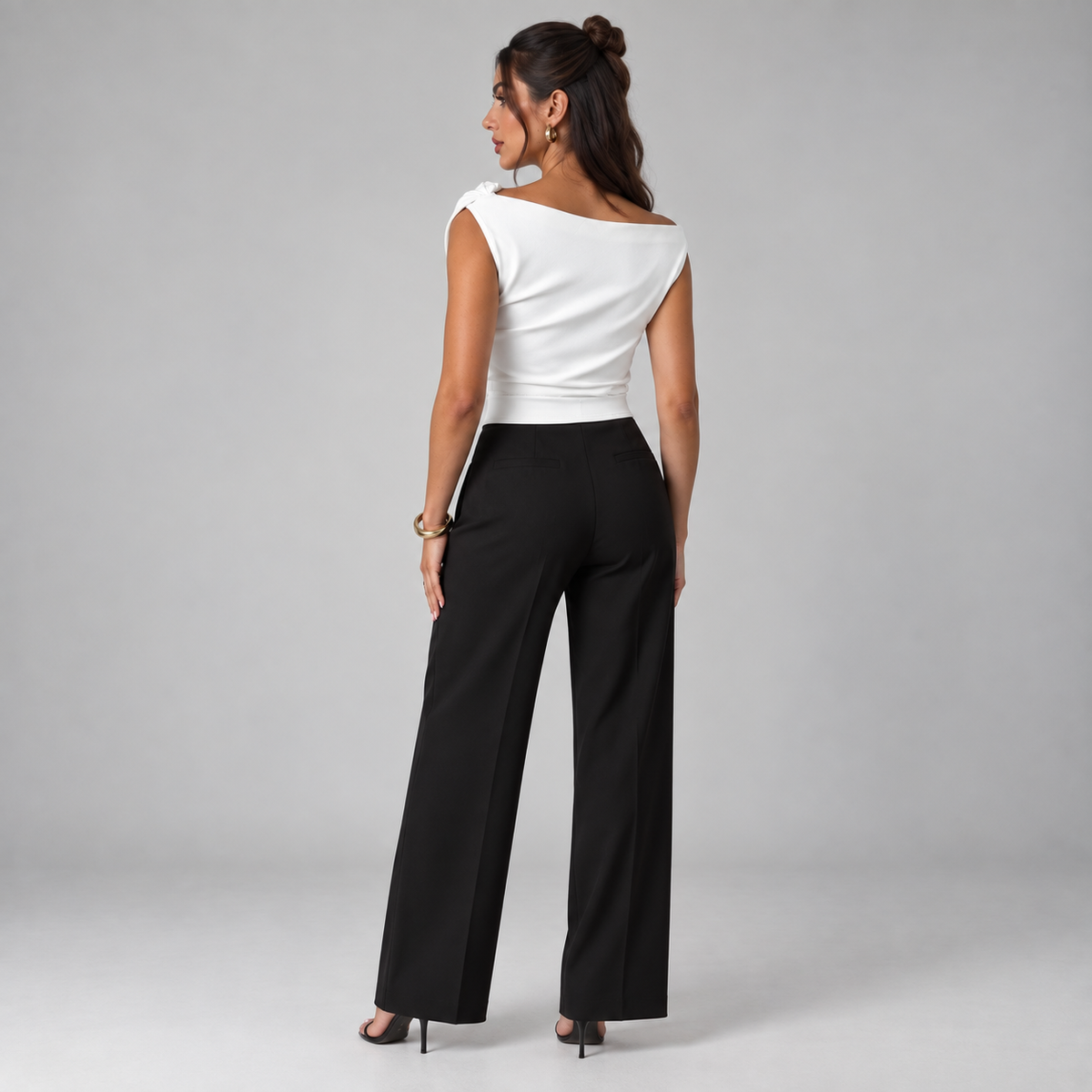 Top para mujer con hombro drapeado | Ajuste holgado | Detalle de hombro drapeado, cintura fruncida, ajuste cómodo | Ropa de trabajo, ropa de noche