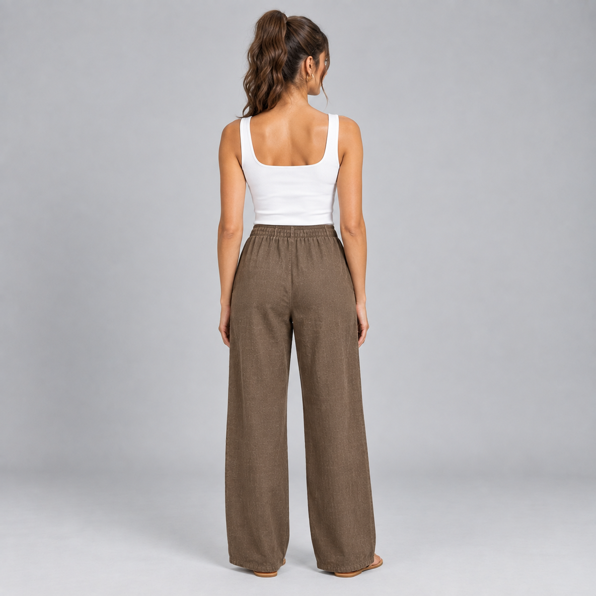 Pantalón Recto de Mujer con Cintura Elástica | Cordón Ajustable y Piernas Largas | Corte Fluido para Oficina y Uso Diario