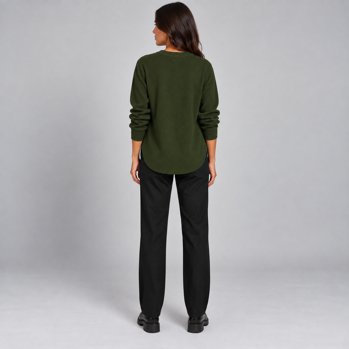 Suéter de punto Henley largo para mujer | Ajuste relajado | Detalles de botones laterales, tapeta de botones flexible | Casual elegante