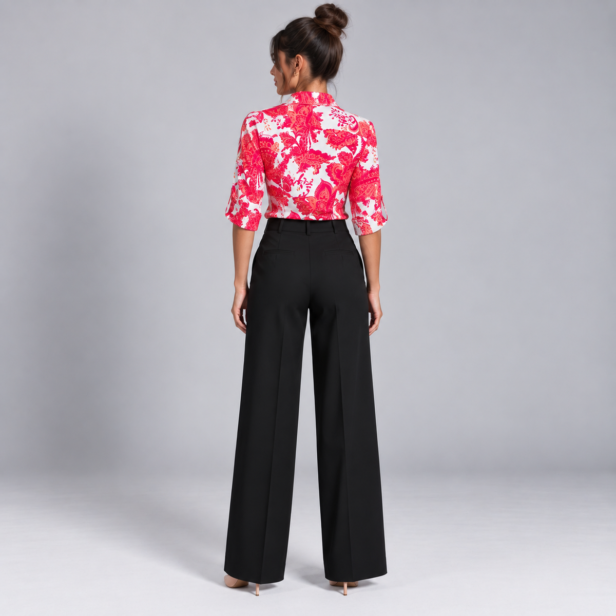 Blusa de Satén para Mujer con Estampado Geométrico | Corte Regular | Abotonada, Manga Larga, Resistente a Arrugas | Ropa de Trabajo, Ropa de Noche