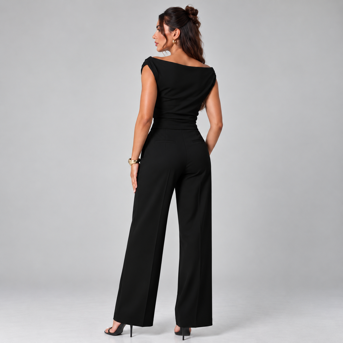 Top para mujer con hombro drapeado | Ajuste holgado | Detalle de hombro drapeado, cintura fruncida, ajuste cómodo | Ropa de trabajo, ropa de noche