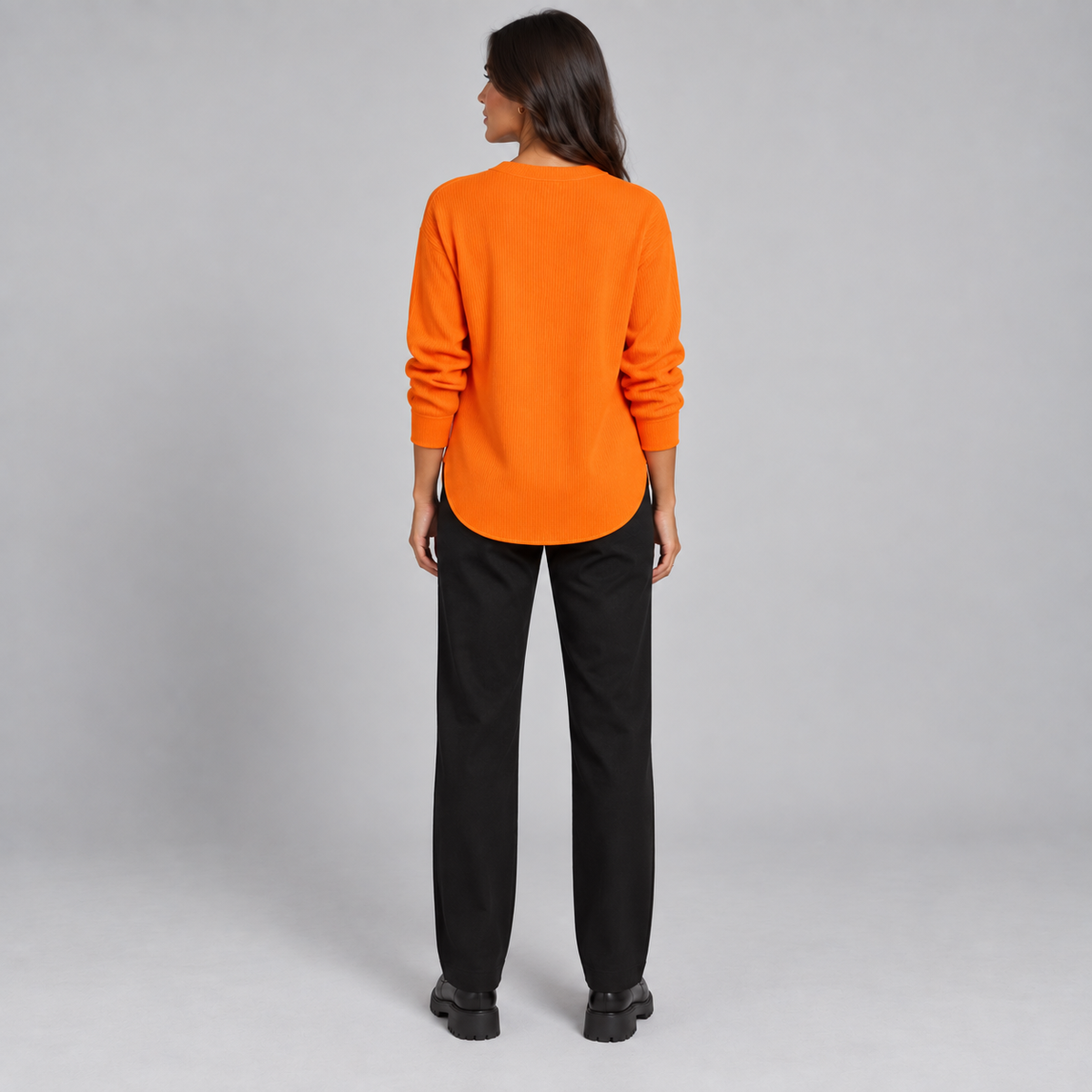 Suéter de punto Henley largo para mujer | Ajuste relajado | Detalles de botones laterales, tapeta de botones flexible | Casual elegante
