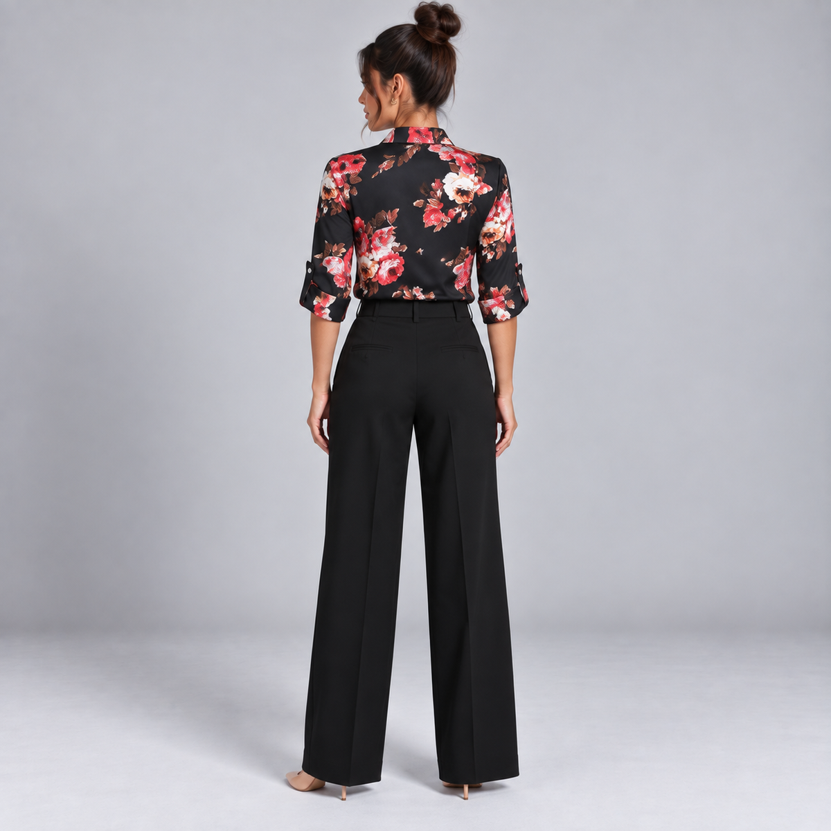 Blusa de Satén para Mujer con Estampado Geométrico | Corte Regular | Abotonada, Manga Larga, Resistente a Arrugas | Ropa de Trabajo, Ropa de Noche