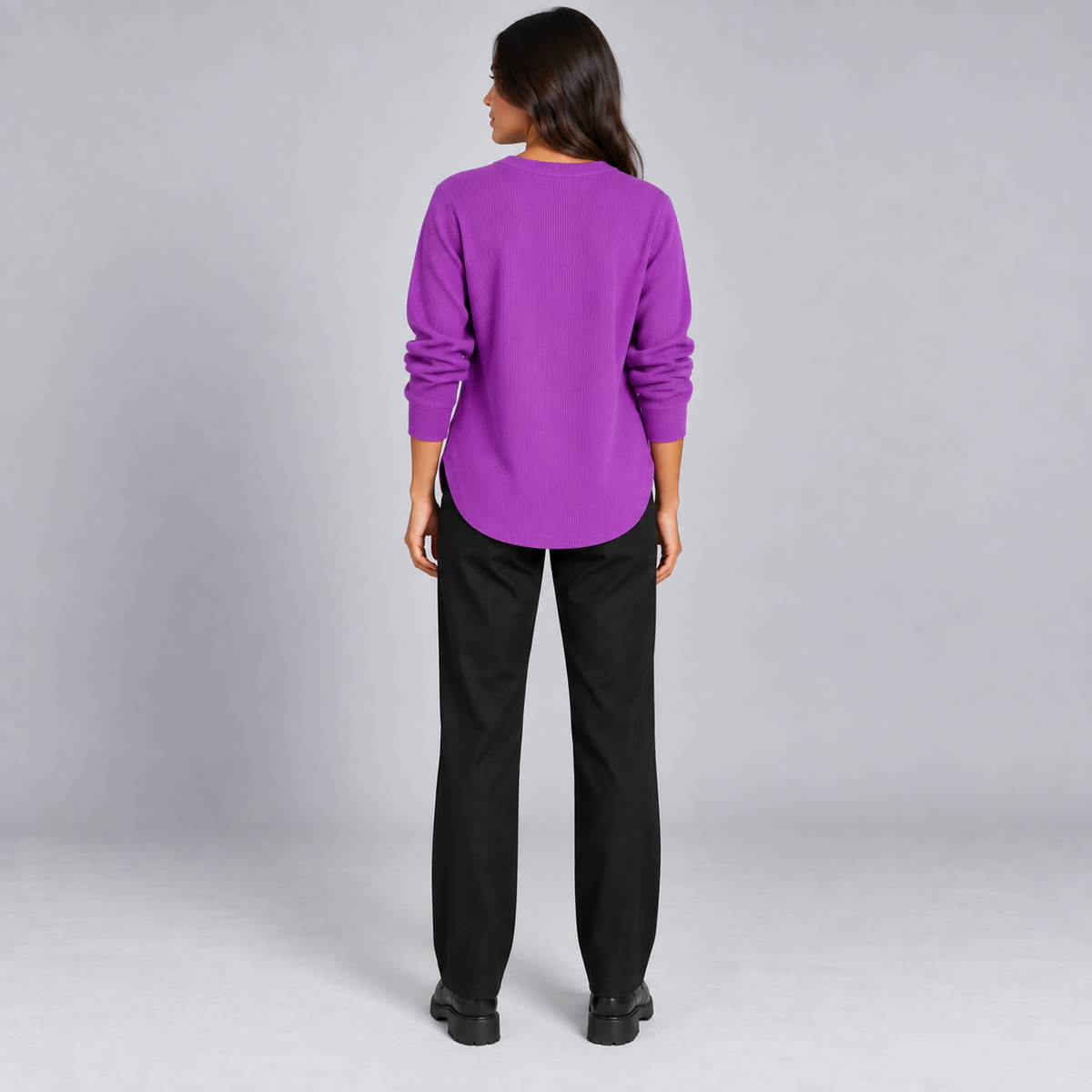Suéter de punto Henley largo para mujer | Ajuste relajado | Detalles de botones laterales, tapeta de botones flexible | Casual elegante