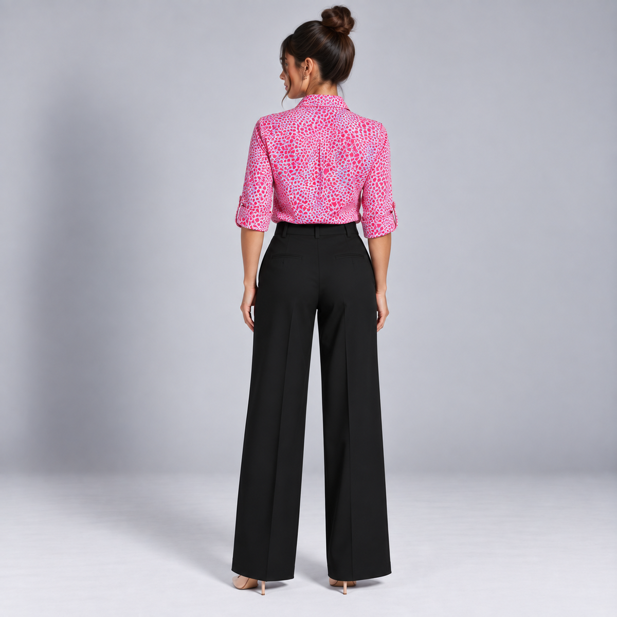 Blusa de Satén para Mujer con Estampado Geométrico | Corte Regular | Abotonada, Manga Larga, Resistente a Arrugas | Ropa de Trabajo, Ropa de Noche