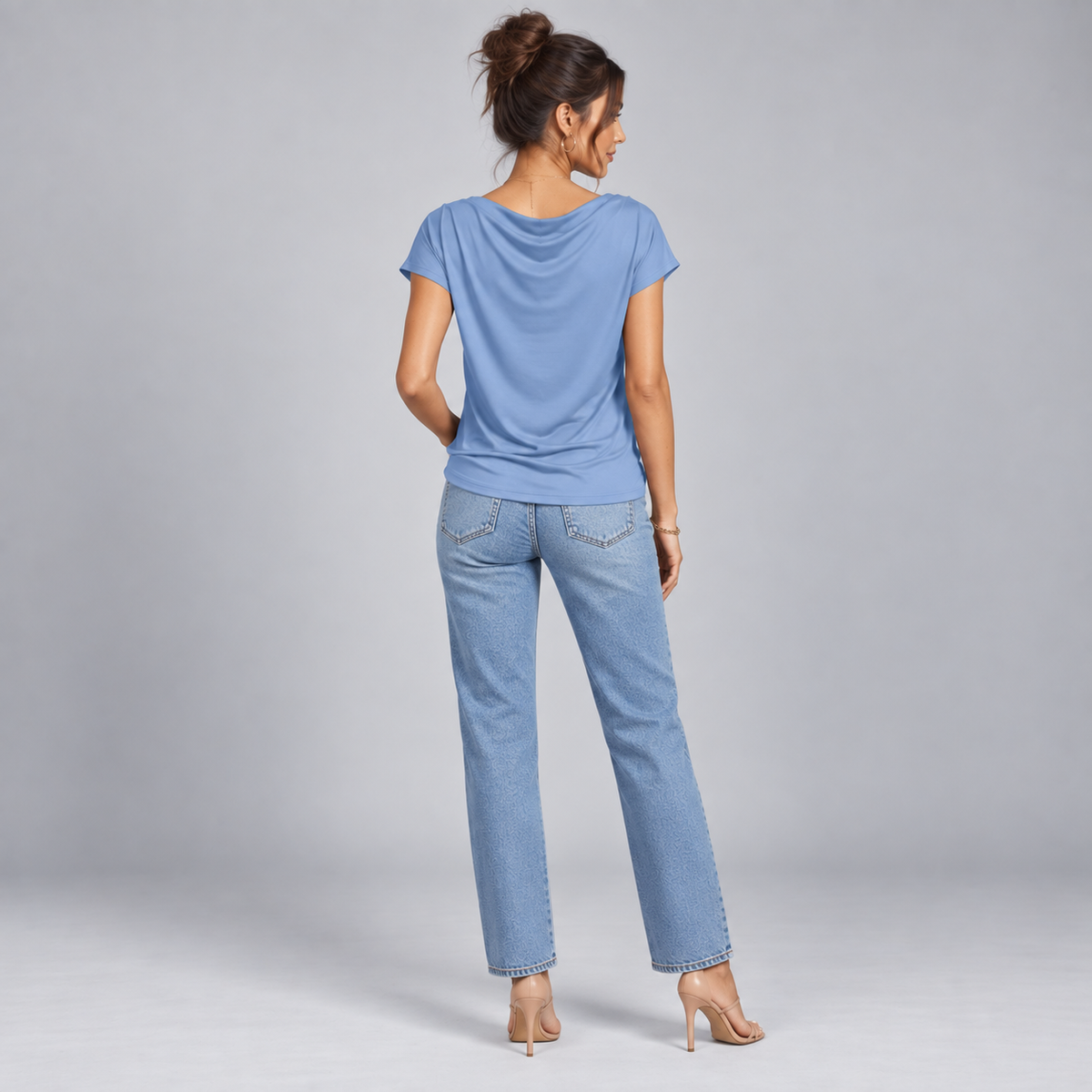 Top de Jersey Elástico para Mujer con Cuello Vuelto | Ajuste Slim | Cuello Alto, Mangas Largas, Comodidad Elástica | De Oficina a Noche