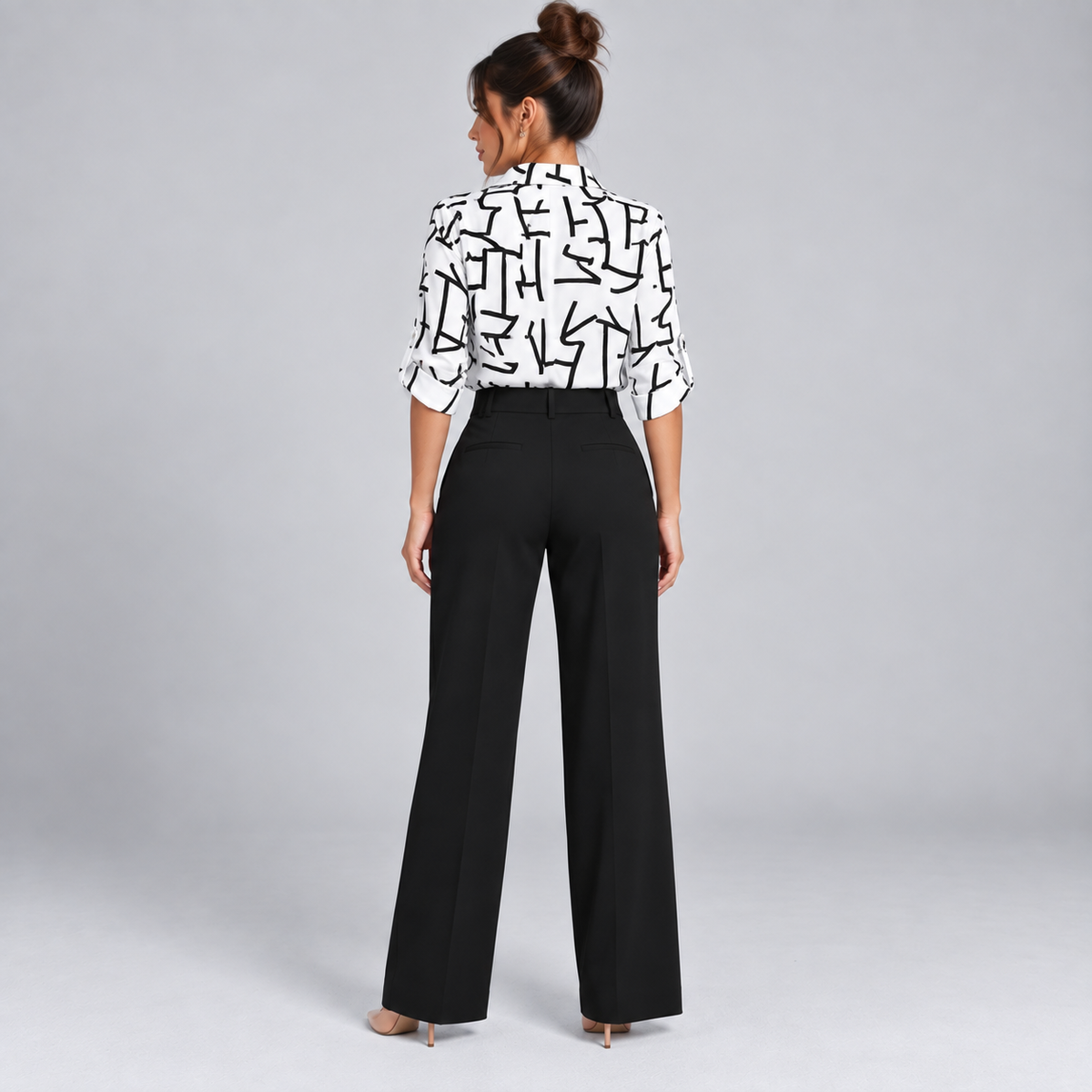 Blusa de Satén para Mujer con Estampado Geométrico | Corte Regular | Abotonada, Manga Larga, Resistente a Arrugas | Ropa de Trabajo, Ropa de Noche