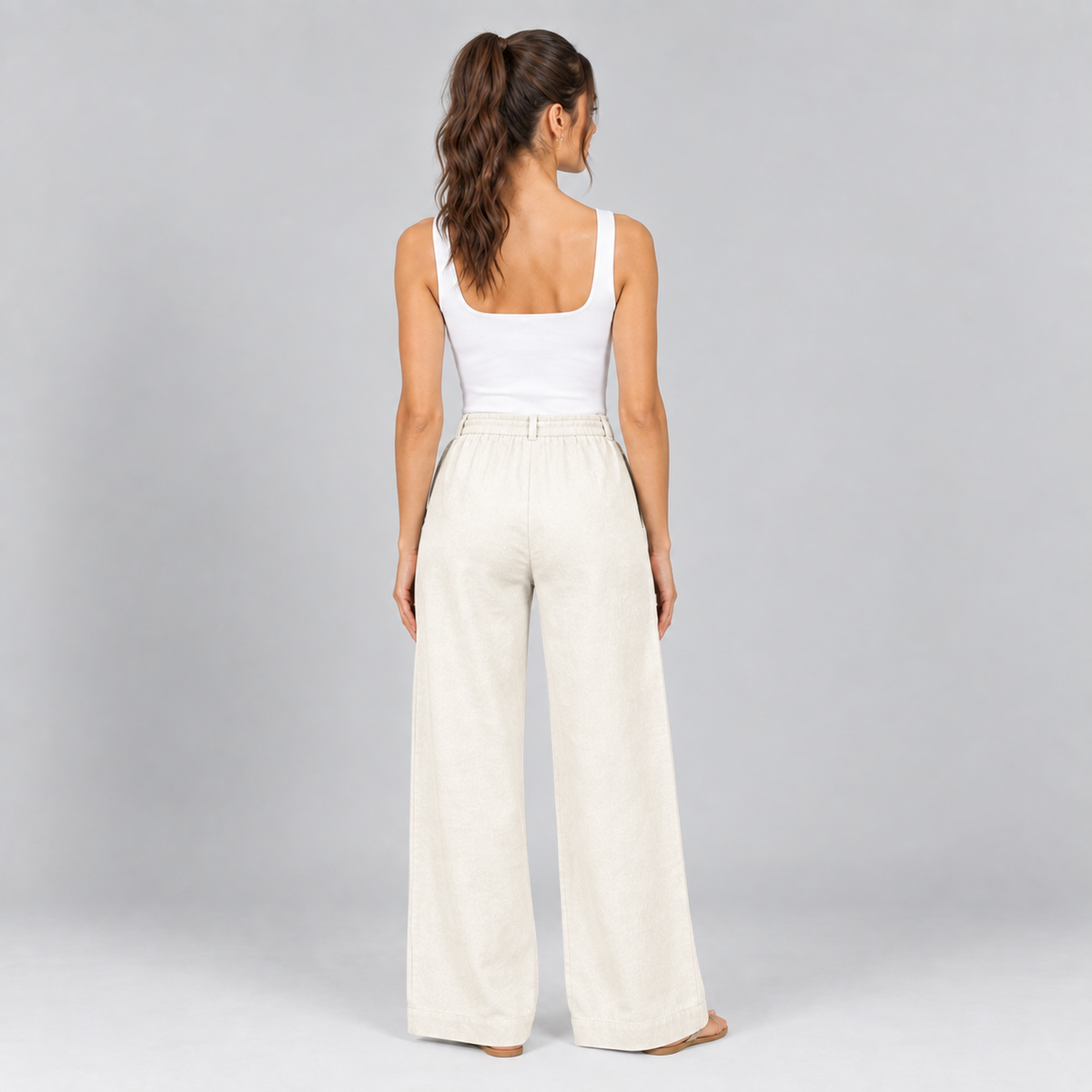 Pantalón Recto de Mujer con Cintura Elástica | Cordón Ajustable y Piernas Largas | Corte Fluido para Oficina y Uso Diario