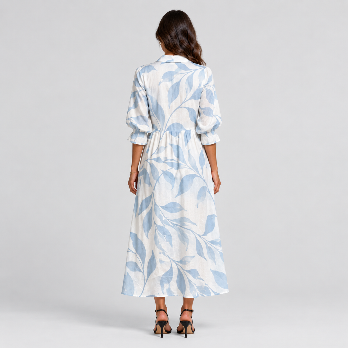 Vestido largo para mujer con escote en V y estampado de flores
