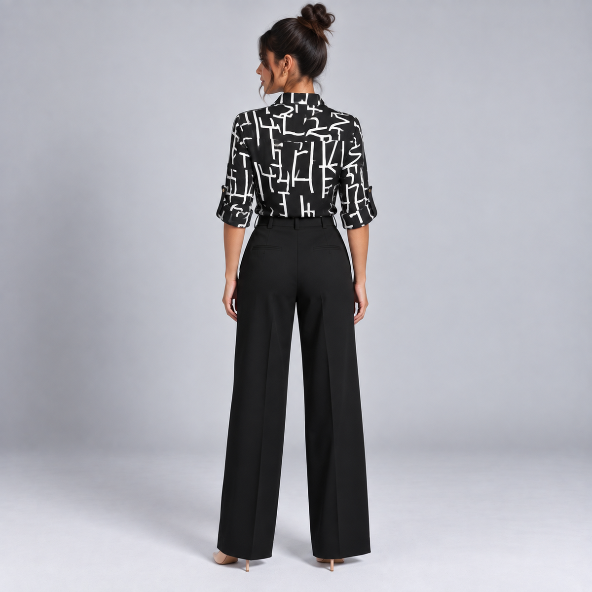 Blusa de Satén para Mujer con Estampado Geométrico | Corte Regular | Abotonada, Manga Larga, Resistente a Arrugas | Ropa de Trabajo, Ropa de Noche