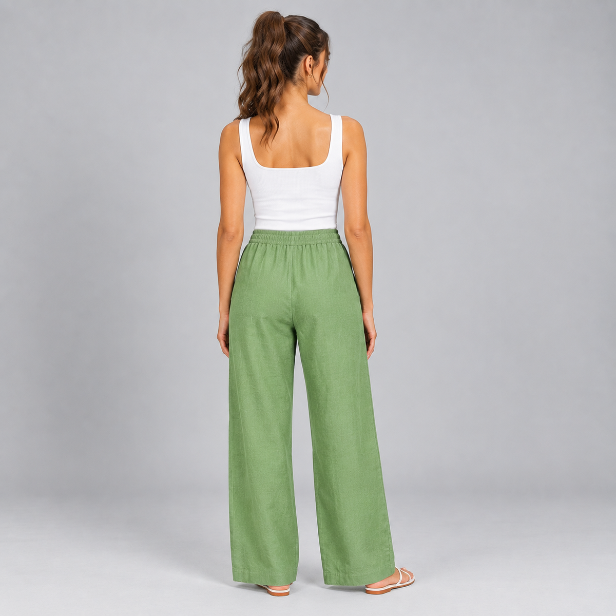 Pantalón Recto de Mujer con Cintura Elástica | Cordón Ajustable y Piernas Largas | Corte Fluido para Oficina y Uso Diario
