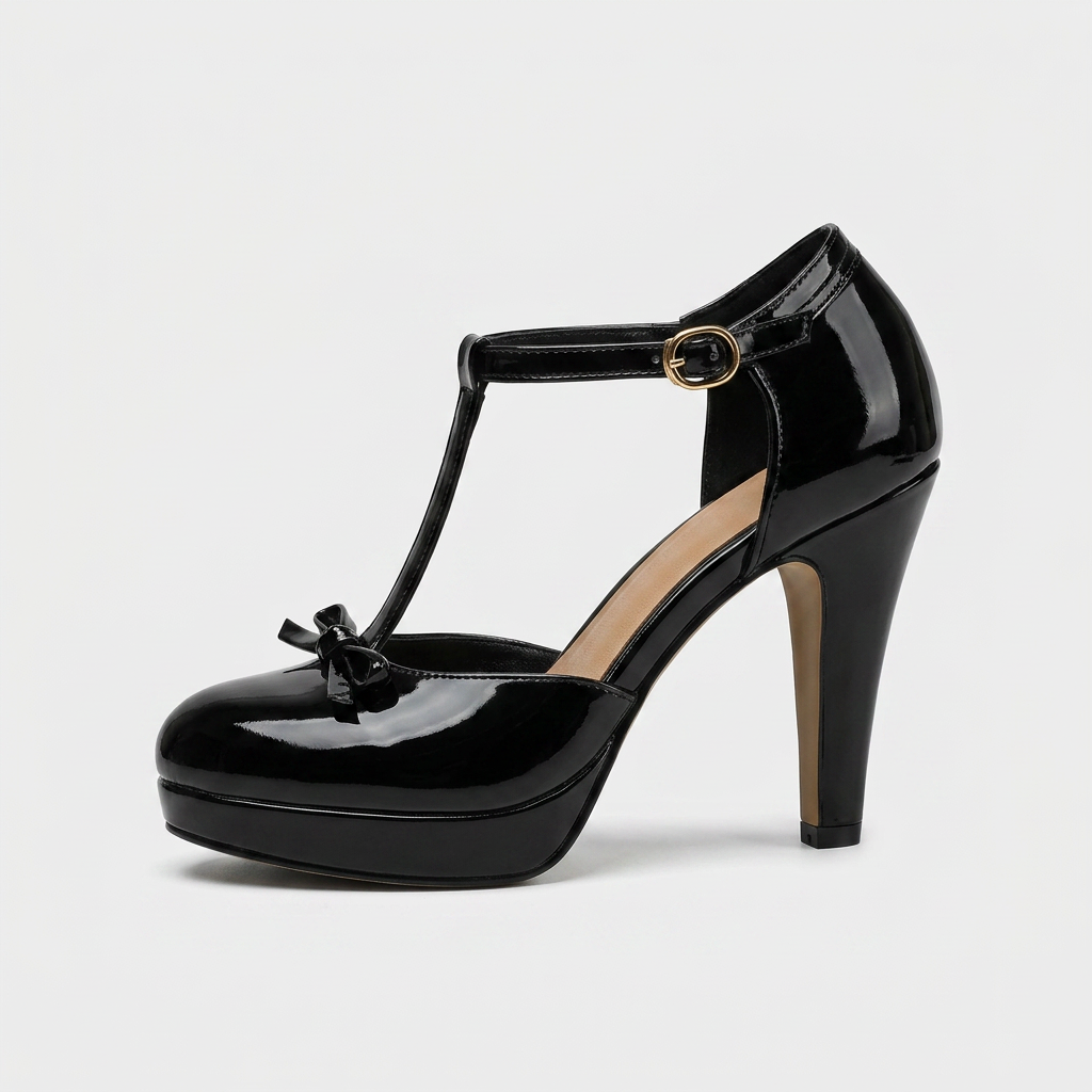 Zapatos de tacón para mujer con correa en T y detalle de lazo, para ocasiones formales y de noche