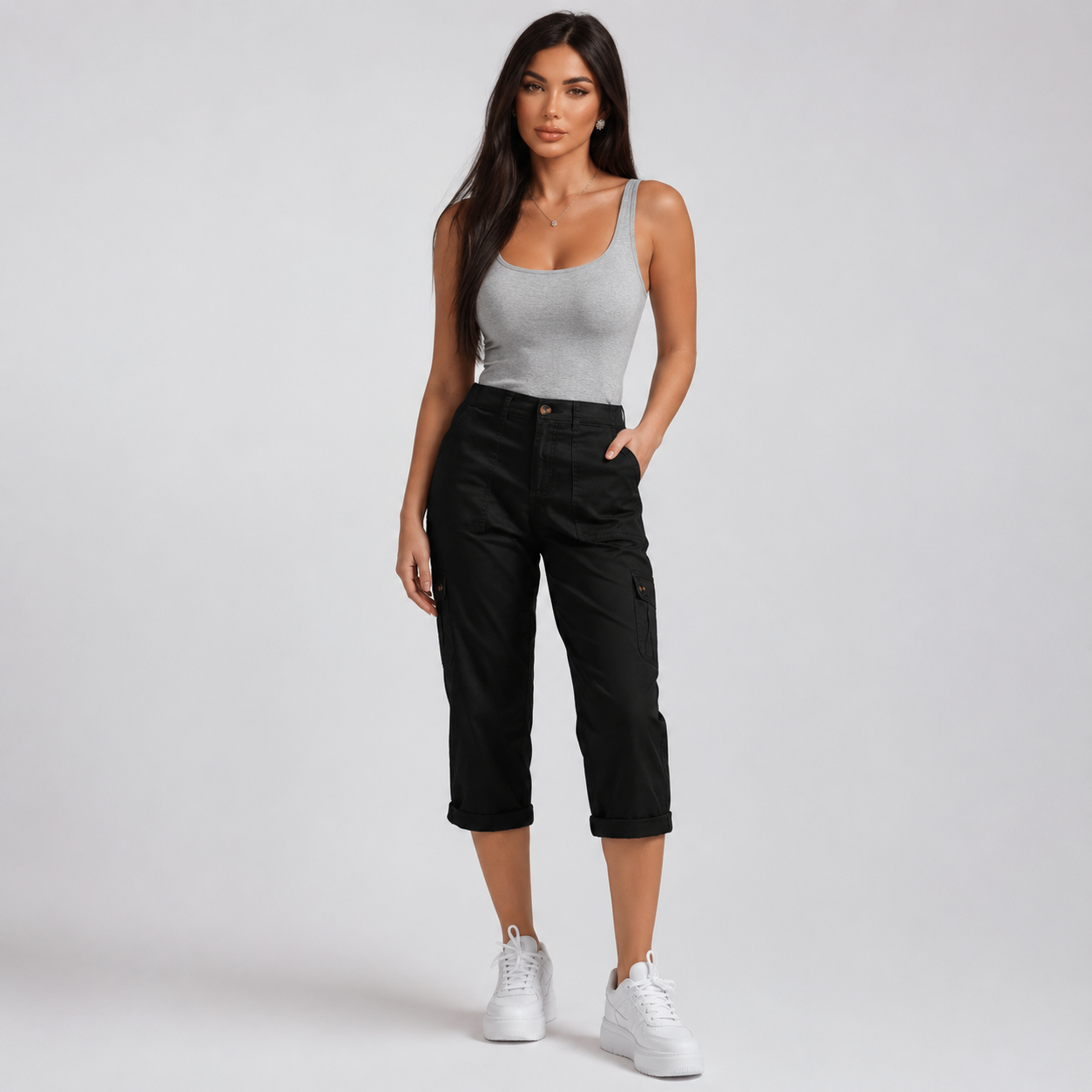Inés - Pantalones cortos informales elásticos con bolsillos