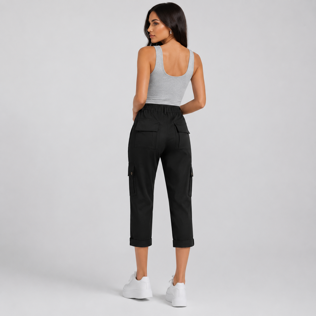 Inés - Pantalones cortos informales elásticos con bolsillos