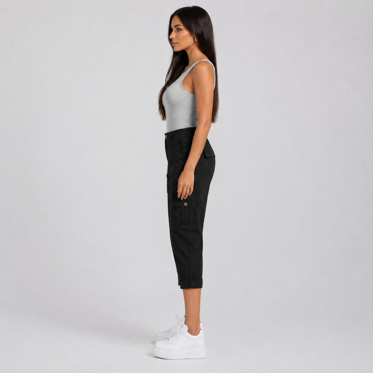 Inés - Pantalones cortos informales elásticos con bolsillos