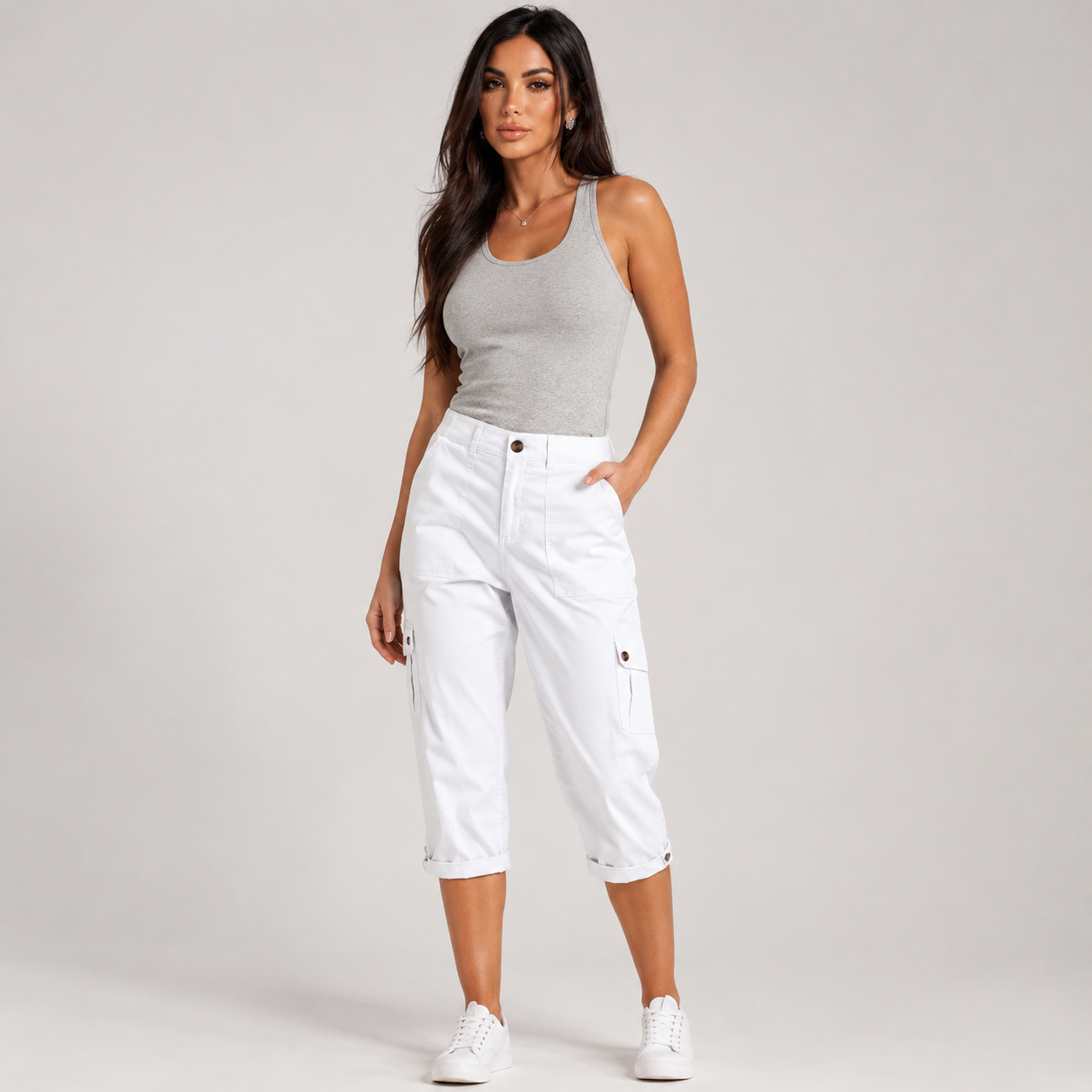Inés - Pantalones cortos informales elásticos con bolsillos